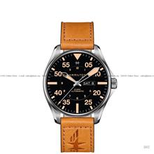 HAMILTON H64725531 KHAKI AVIATION PILOT DAY DATE Auto 46mm Leather