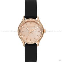 SKECHERS Watch SR6251 GLYNDON Rhinestones 34mm Black Silicone RoseGold