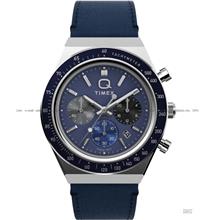 TIMEX TW2Y36100 Q Timex Chronograph Quartz 40mm Leather Strap Blue