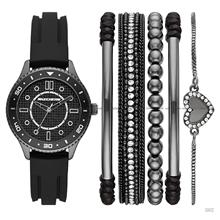 SKECHERS Watch SR9060 35mm Black Silicone Watch + Bracelet Gift Set
