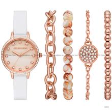 SKECHERS Watch SR9080 34mm MOP White Watch + Bracelet Gift Set