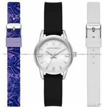 SKECHERS Watch SR9085 30mm White MOP Black Watch + Straps Gift Set
