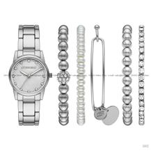 SKECHERS Watch SR9097 32mm MOP Silver Watch + Bracelet Gift Set