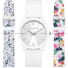 SKECHERS Watch SR9100 37mm White Silicone Watch + Straps Gift Set