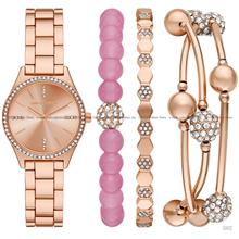 SKECHERS Watch SR9107 31mm Rose Gold Watch + Bracelet Gift Set