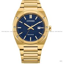 CITIZEN BM7662-59L Date Textured Eco-Drive 40mm Gold SS Bracelet Blue