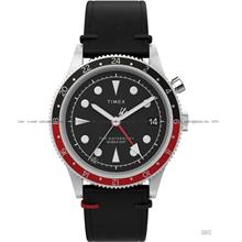 TIMEX TW2W22800 Waterbury Traditional GMT 39mm Leather Strap Black