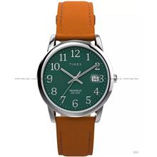 TIMEX TW2W54600 Easy Reader Date 35mm Leather Strap Green Brown