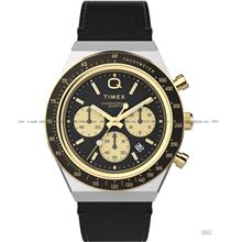 TIMEX TW2W64300 Q Timex Chronograph Quartz 40mm Leather Black Gold