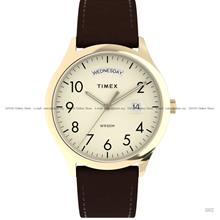 TIMEX TW2W68400 Easy Reader Day Date Quartz 40mm Leather Cream Brown