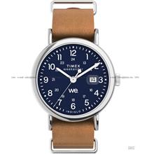 TIMEX TW2W86800 Weekender Date 40mm Slip Thru Leather Strap Blue Brown