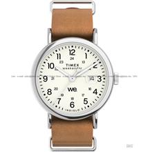 TIMEX TW2W86900 Weekender Date 40mm Slip Thru Leather White Brown