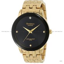 ARMITRON 20-4952BKGP Men's Diamond Quartz 42mm SS Bracelet Black Gold