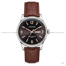 ARMITRON 20-5048BKSVBN Men's Day Date Quartz 40mm Leather Strap Brown
