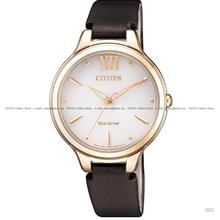 CITIZEN L EM0553-18A Eco-Drive 32.3mm Brown Leather Strap White Dial