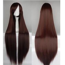Cosplay wig 100cm long straight dark brown/ ready stock