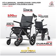Lightweight Ergonomic Wheelchair Walker 3-in-1 Foldable 10kg